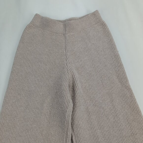 Miou Muse Ribbed Knit Wide Leg Pants M Beige - Picture 6 of 10